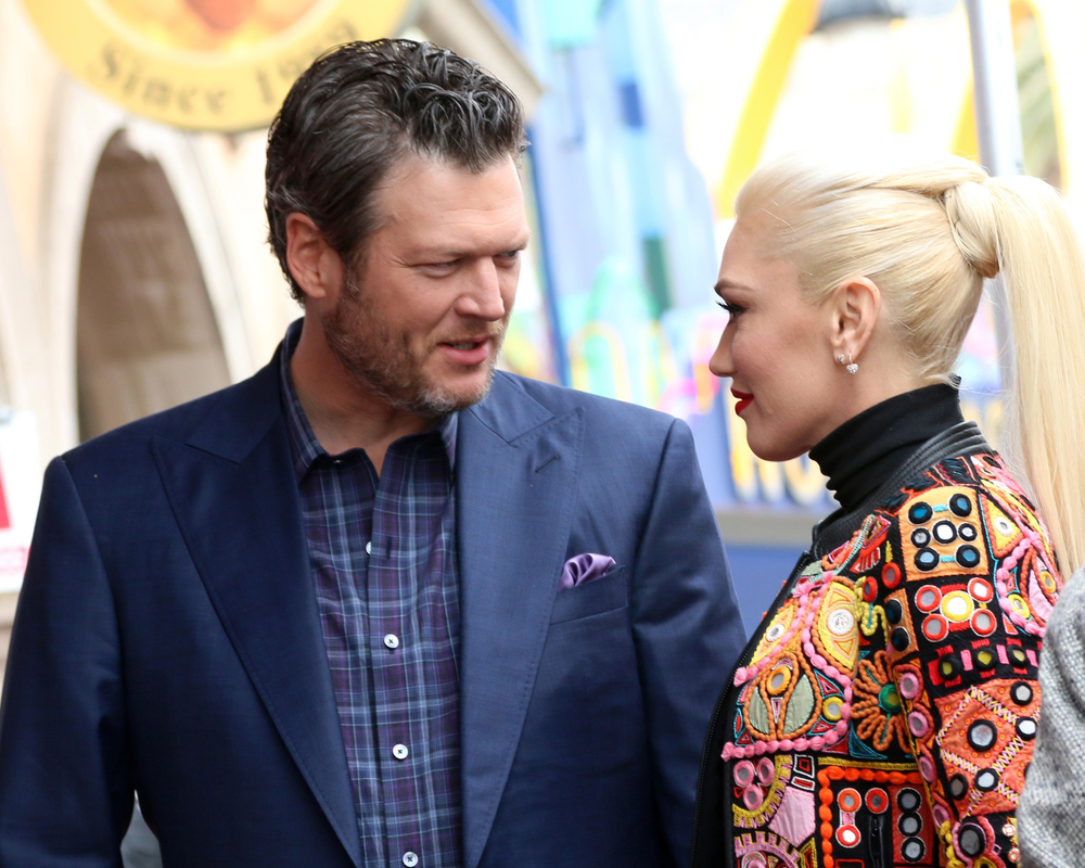 Gwen Stefani and Blake Shelton at the Hollywood Walk of Fame star ceremony for Adam Levine