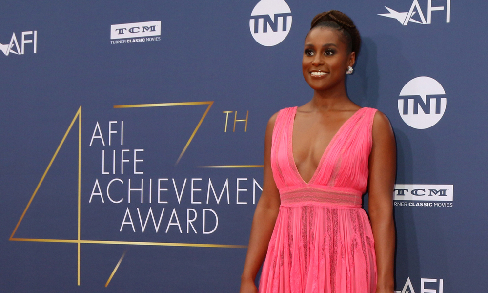 Issa Rae at the AFI life achievement awards in a pink dress
